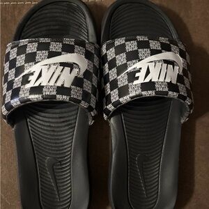Nike Checkered Black and White Slides